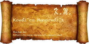 Kovács Manszvét névjegykártya